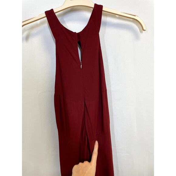 CUT25 Diamond Cutout Keyhole Halter Neck Bodycon Sheath Dress Red Size 2 - Picture 7 of 12